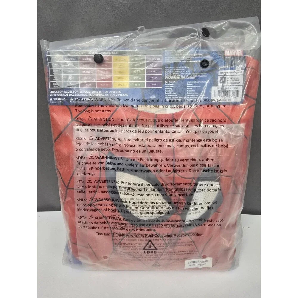 Spider-Man Marvel Studios Comics Top & Mask Costume Adult S/M NEW